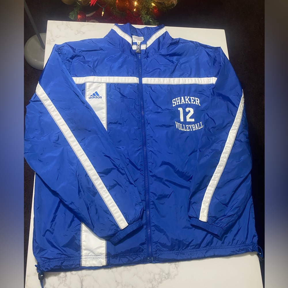 Adidas Blue and White Volleyball Windbreaker